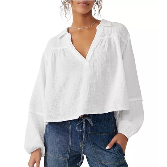 Free People | Yucca Double Cloth Cotton Top | Size Small - Picture 1 of 3